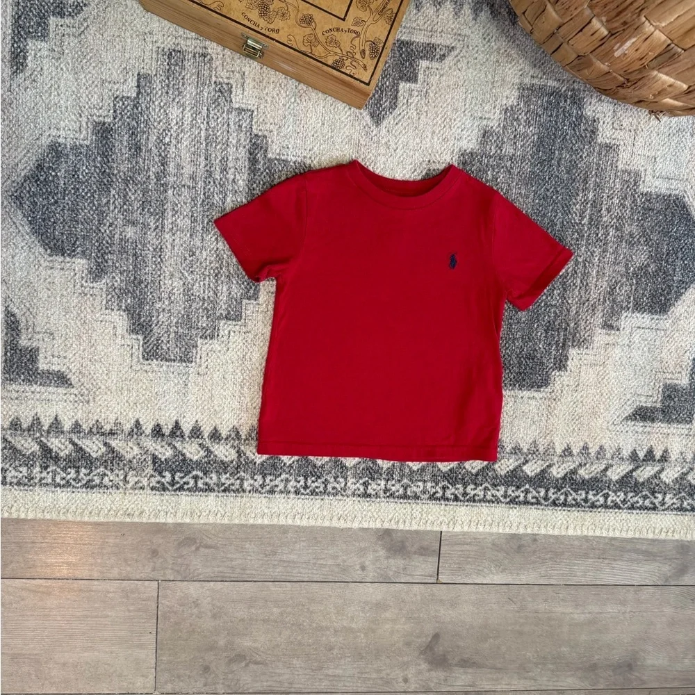 New Ralph Lauren 24 Months Boys' Red Short-Sleeve Polo Tee with Navy Pony